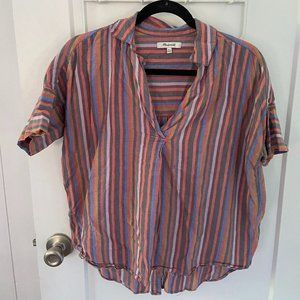 Madewell Button-Back Shirt in Rainbow Stripe